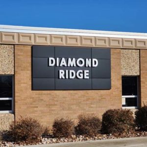 Diamond Ridge High School A picture of the front of Diamond Ridge High School.