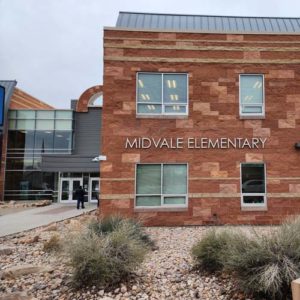 Midvale Elementary School A picture of the front of Midvale Elementary School.